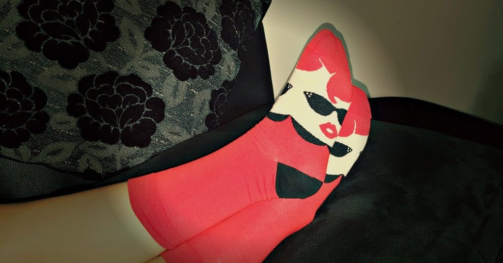 making socks fun with chattyfeet view of sole of feet and heel area