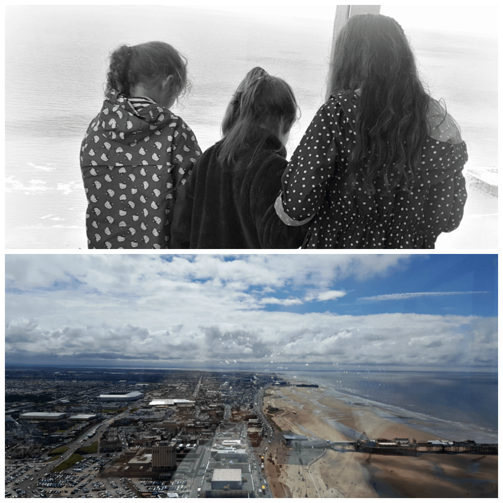 blackpool really does have it all picture of girls enjoying the views from the top of the tower