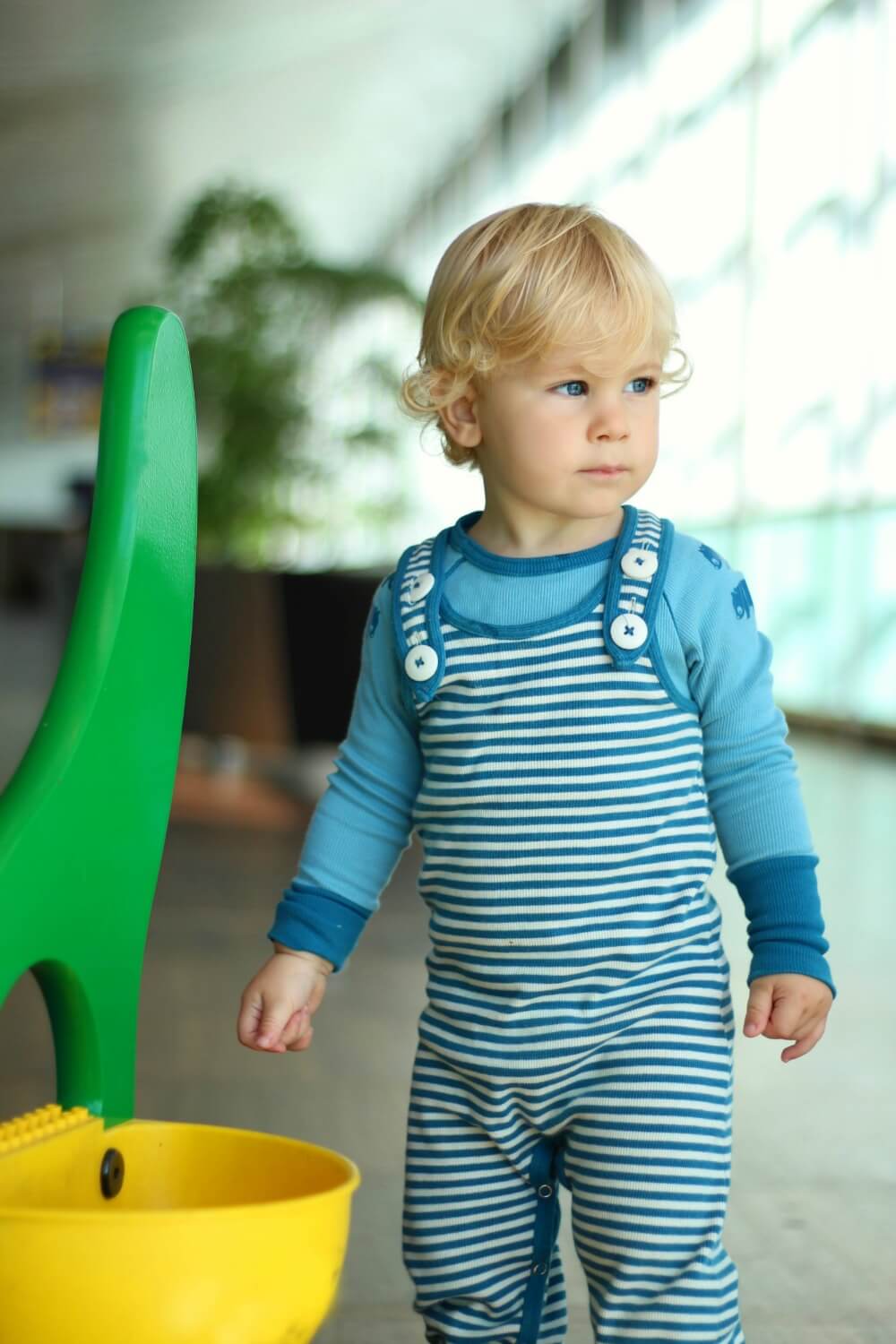 caspain's style teal and white dungarees with teal top