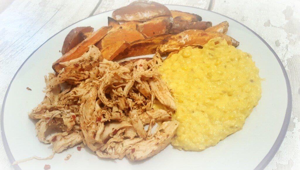 making good food easy with gousto american chicken with creamed corn and sweet potato fries