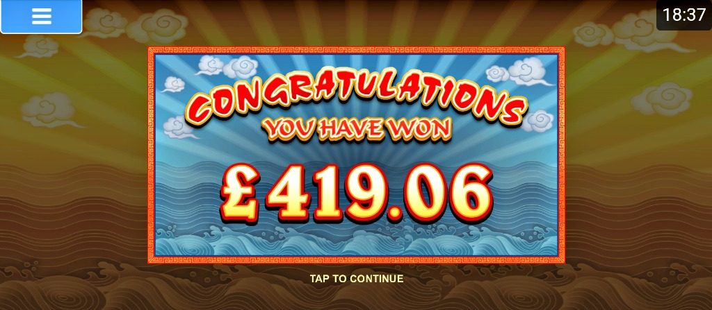matched betting big win screenshot showing £419.06 win