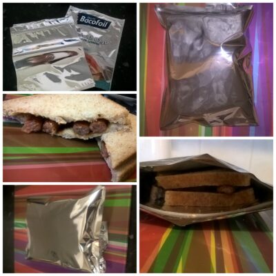 collage of bacofoil foil sandwich bags review