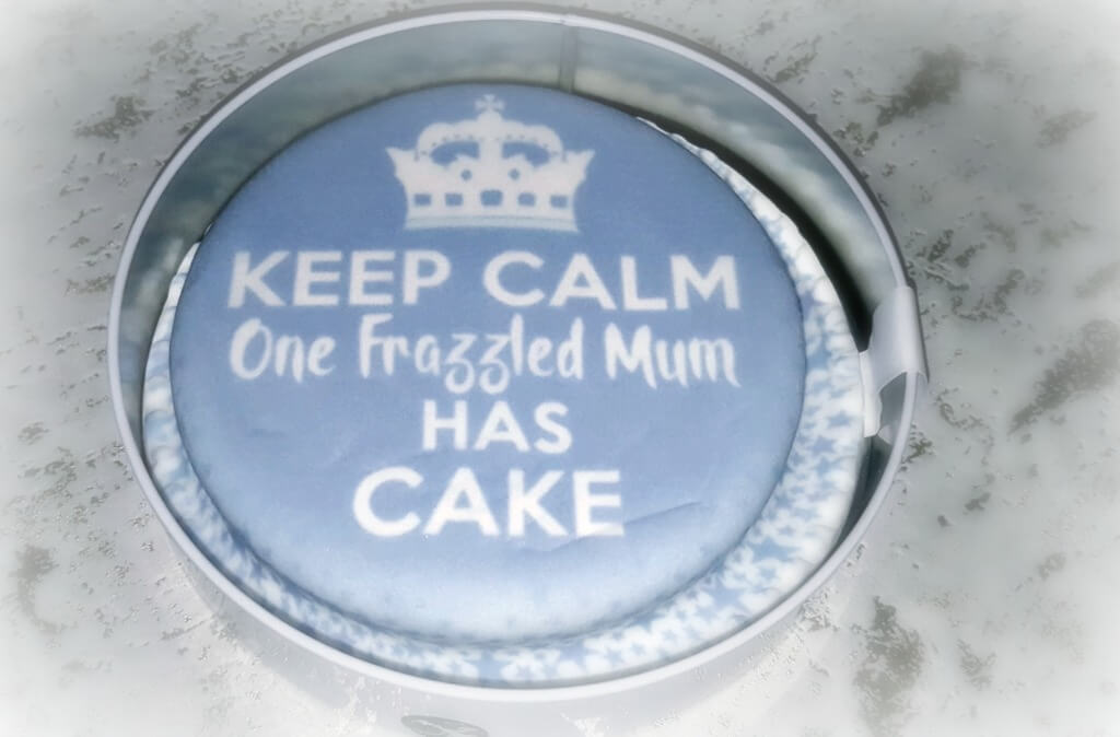 keep calm one frazzled mum has cake in a tin from a bakerdays review