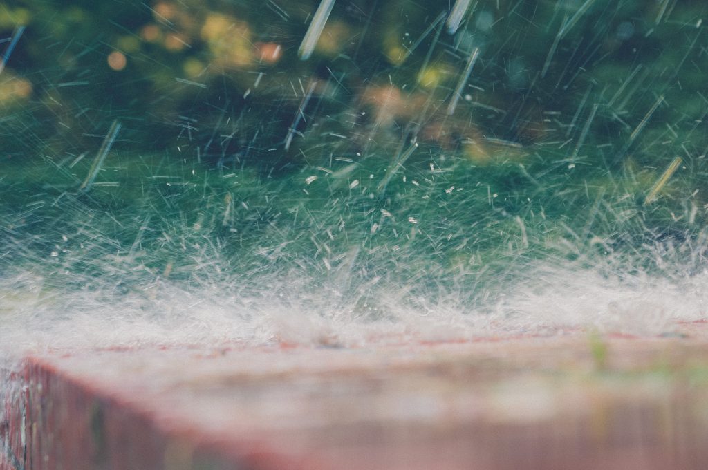 rain bouncing off a surface