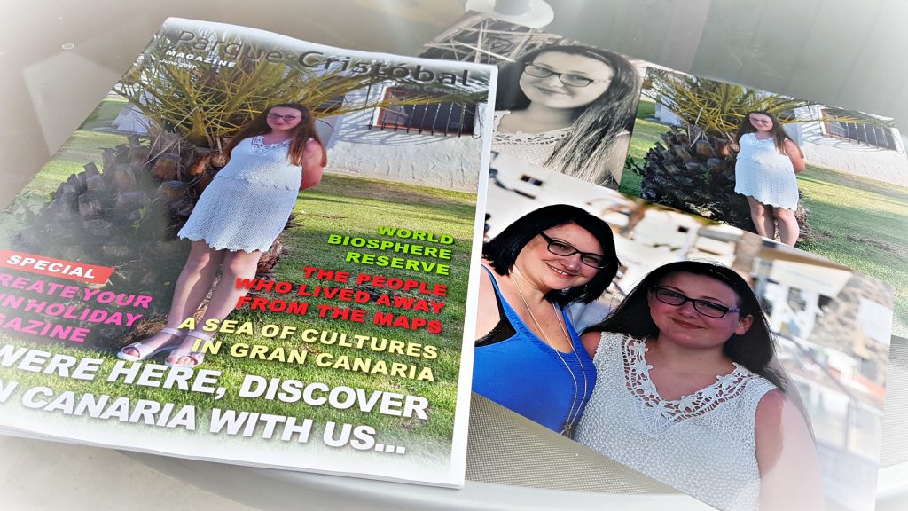 gran canaria magazine cover with family holidays photographs on