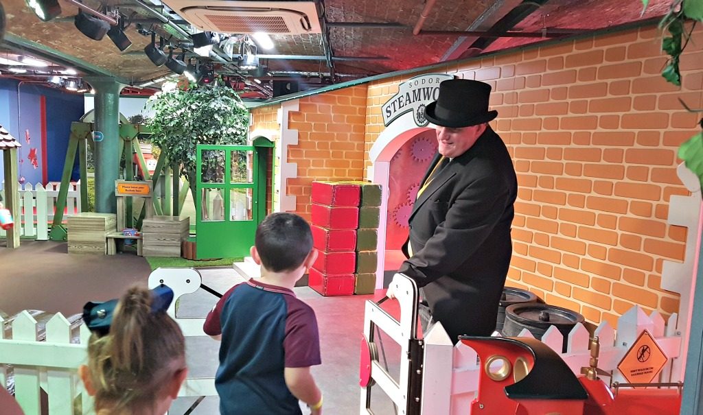 children and thomas the tank engine fat controller at mattel play! liverpool
