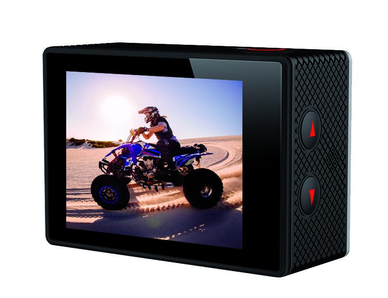 goextreme action cam screen with motorbike image on