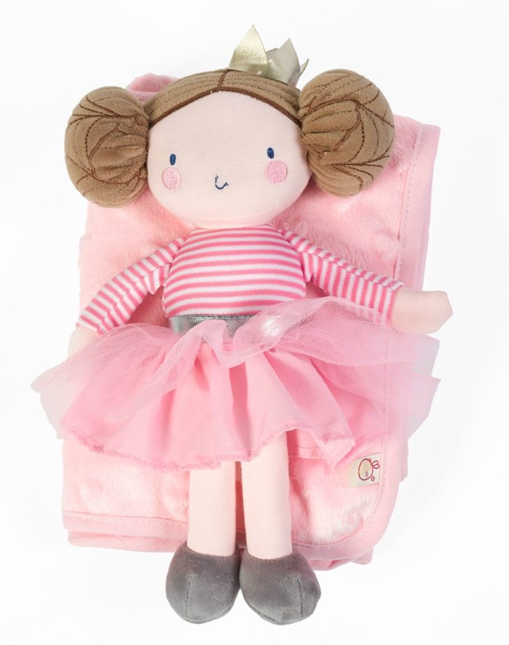 pink pram blanket with a soft bodied princess on top