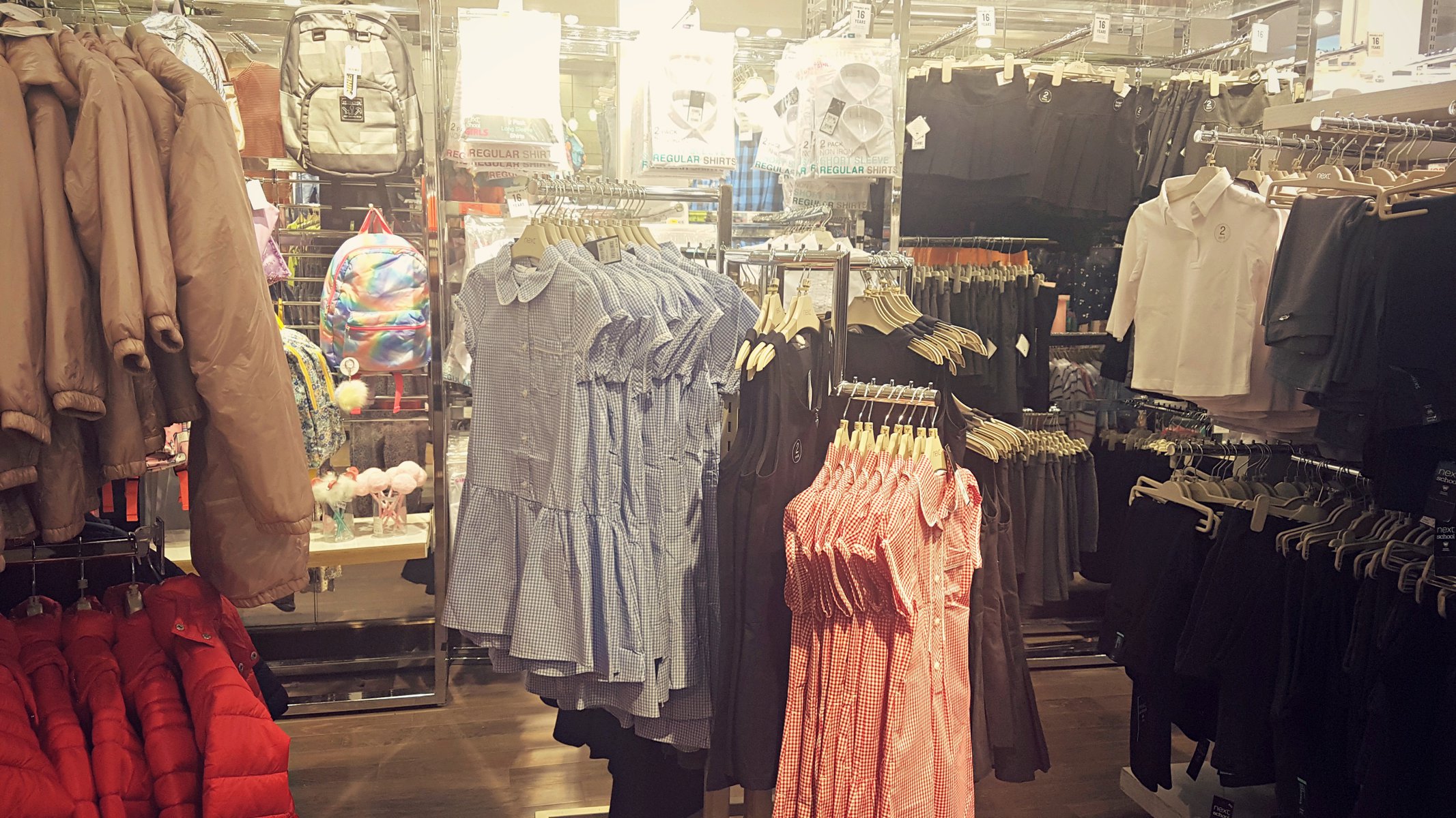 school uniform display for back to school shopping in next
