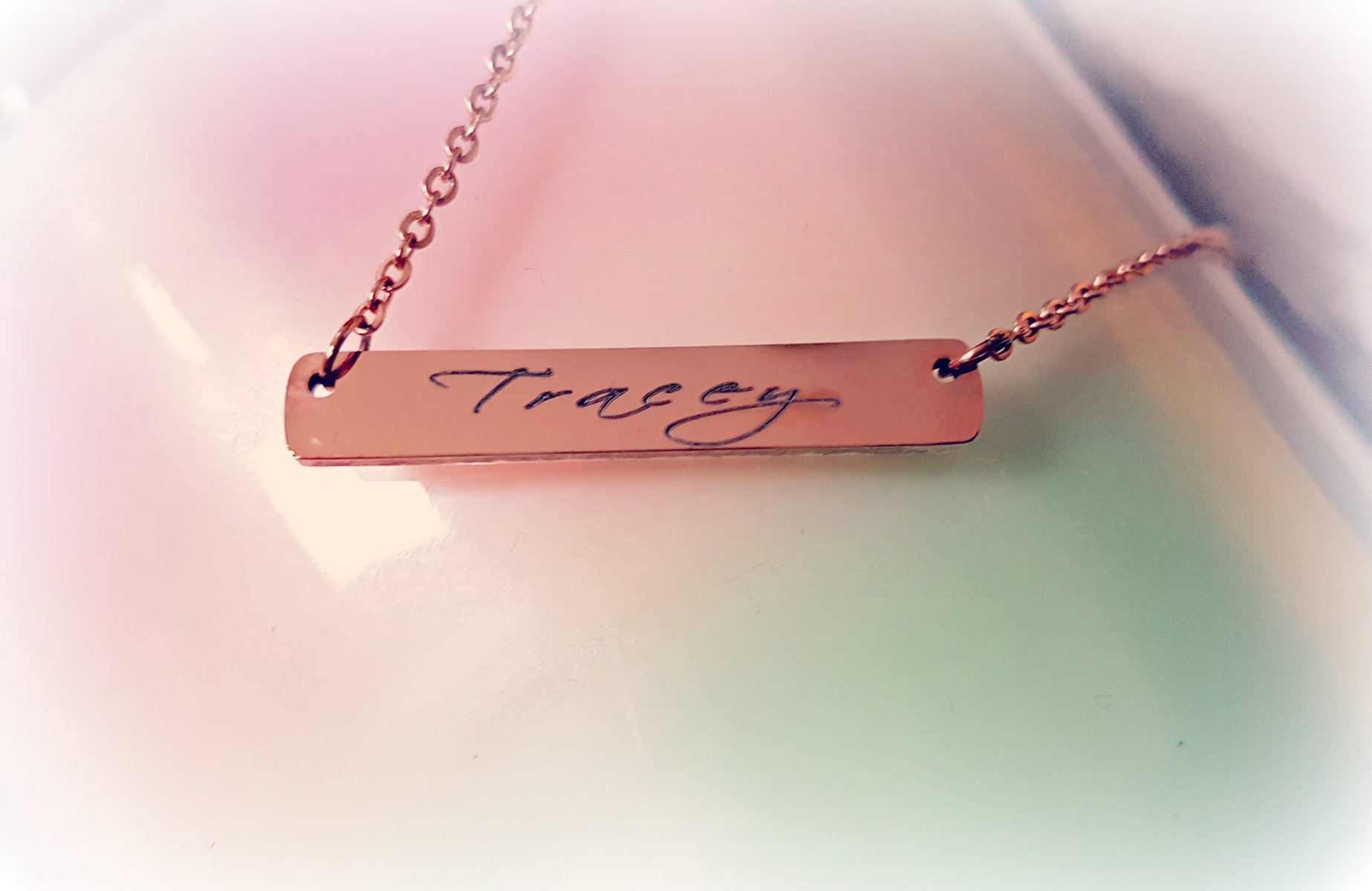 The Personalised Rose Gold Bar Necklace from Inscripture