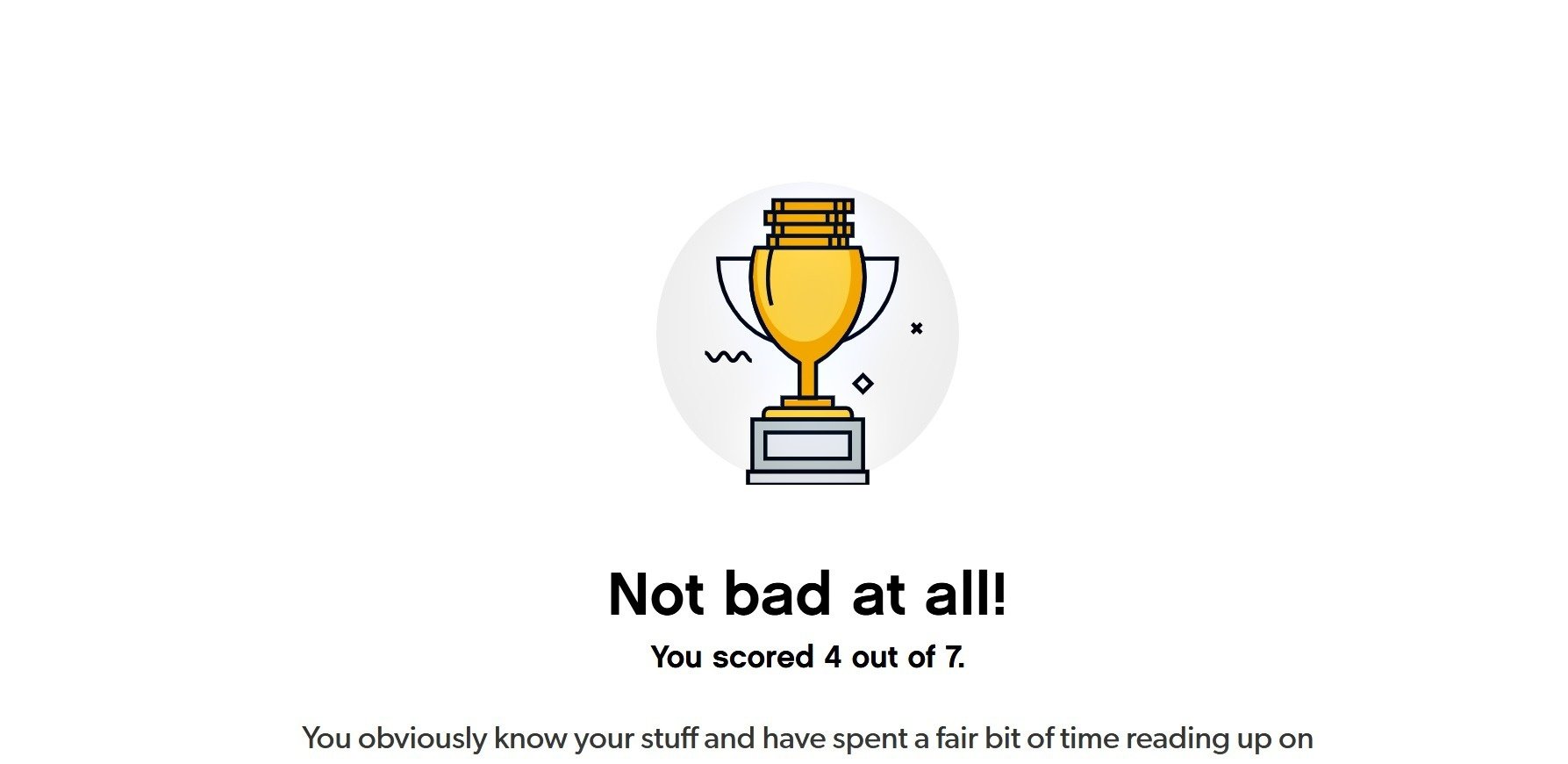 screenshot showing a picture of a trophy and a 4 out of 7 score