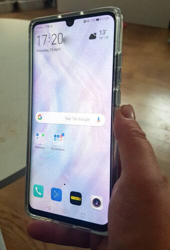 a huawei p30 pro in a clear case