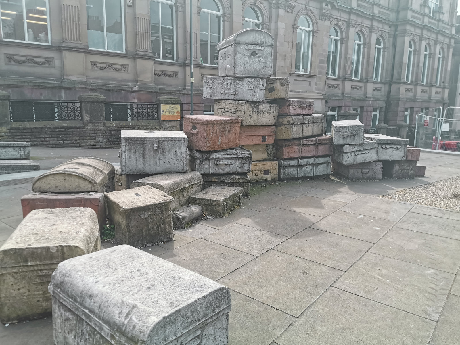 suitcase sculptures on hope street liverpool
