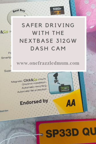 pinterest image showing a box for the nextbase 312gw dash cam