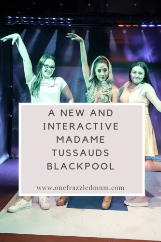 a pinterest image with text for madame tussauds blackpool