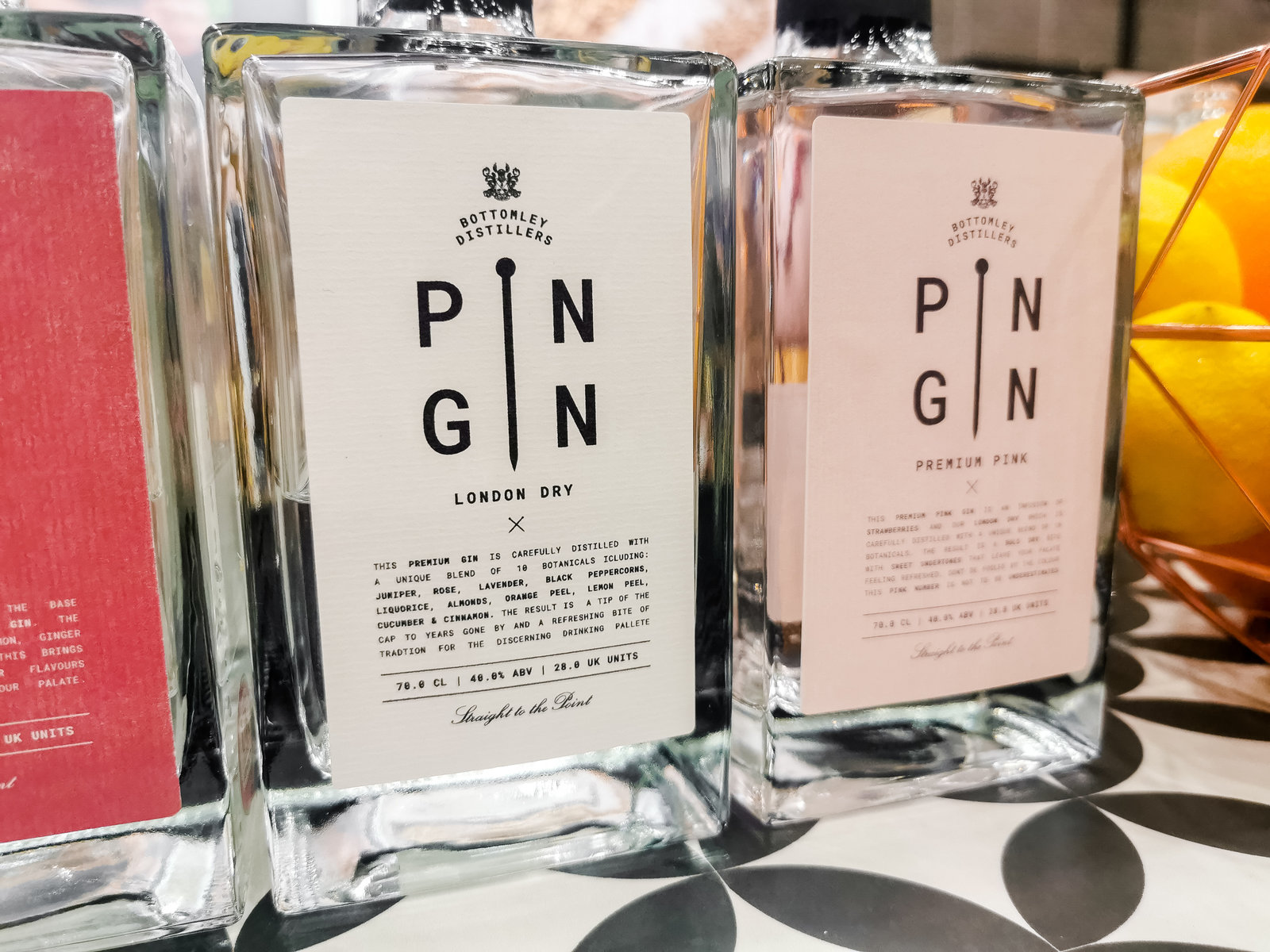 2 bottles of pin gin as displayed at the gin to my tonic show
