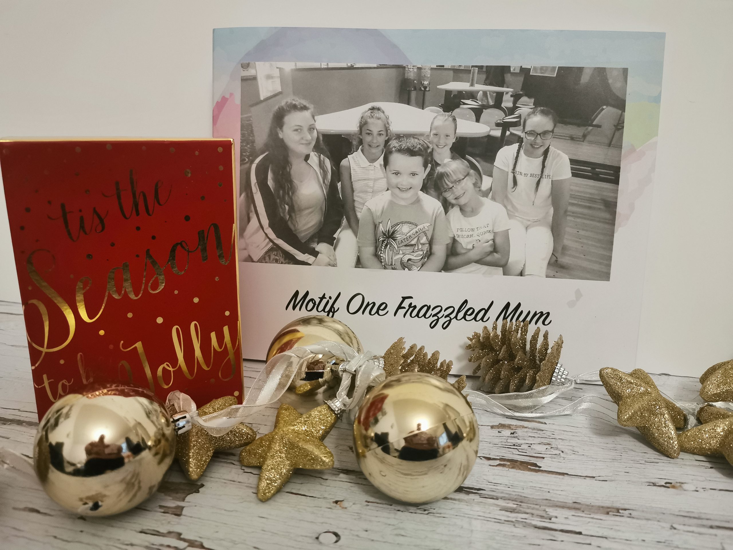 a christmas set up for a motif photo book