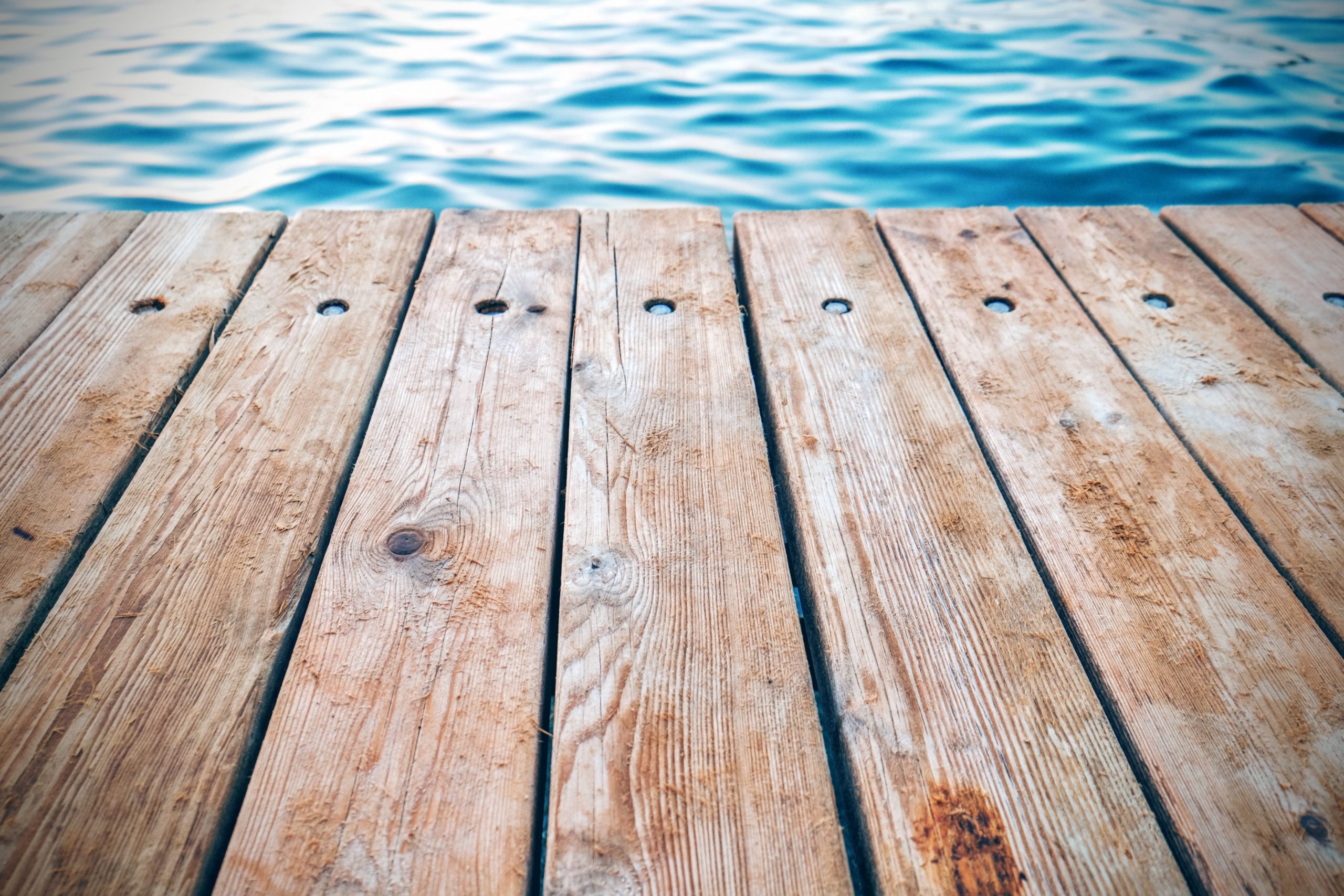 close up of a brown wooden dock