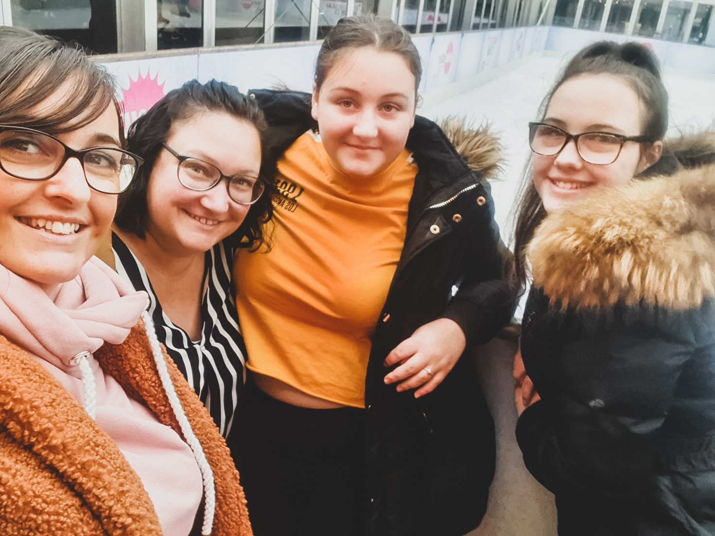 4 girls at manchester ice rink in salford