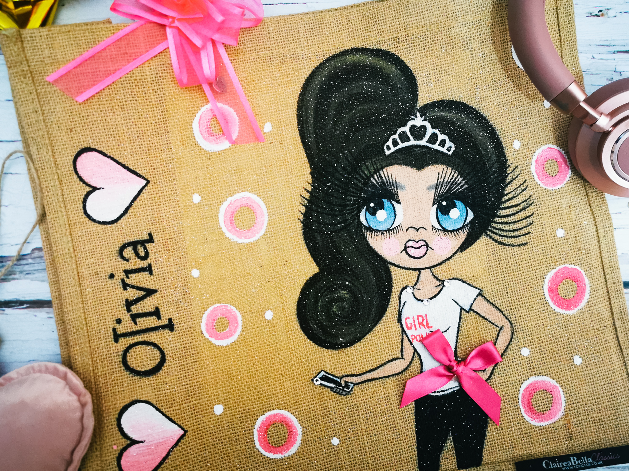 close up of a claireabella jute bag