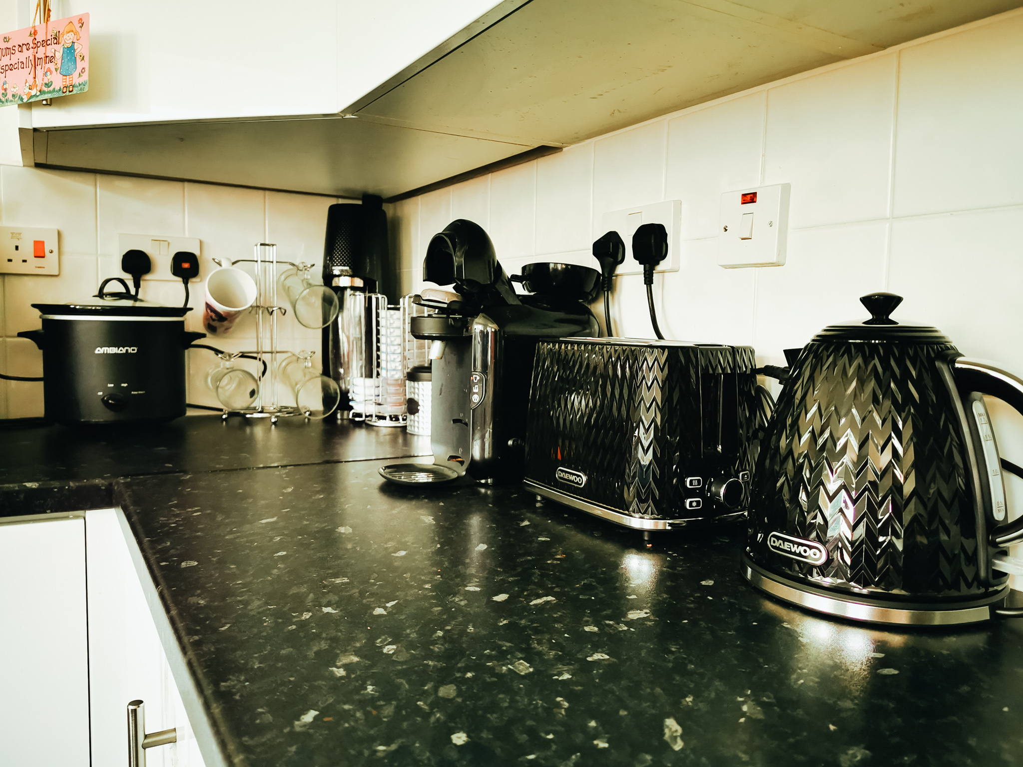 black kitchen accessories and small appliances