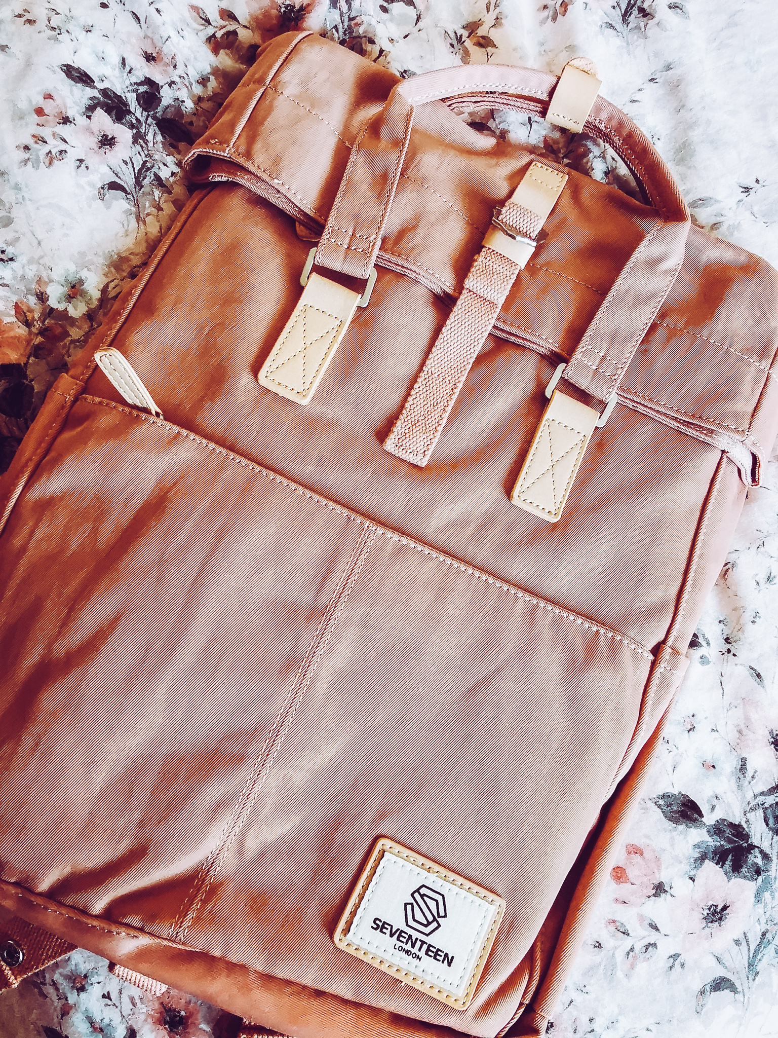 pink roll top seventeen london backpack