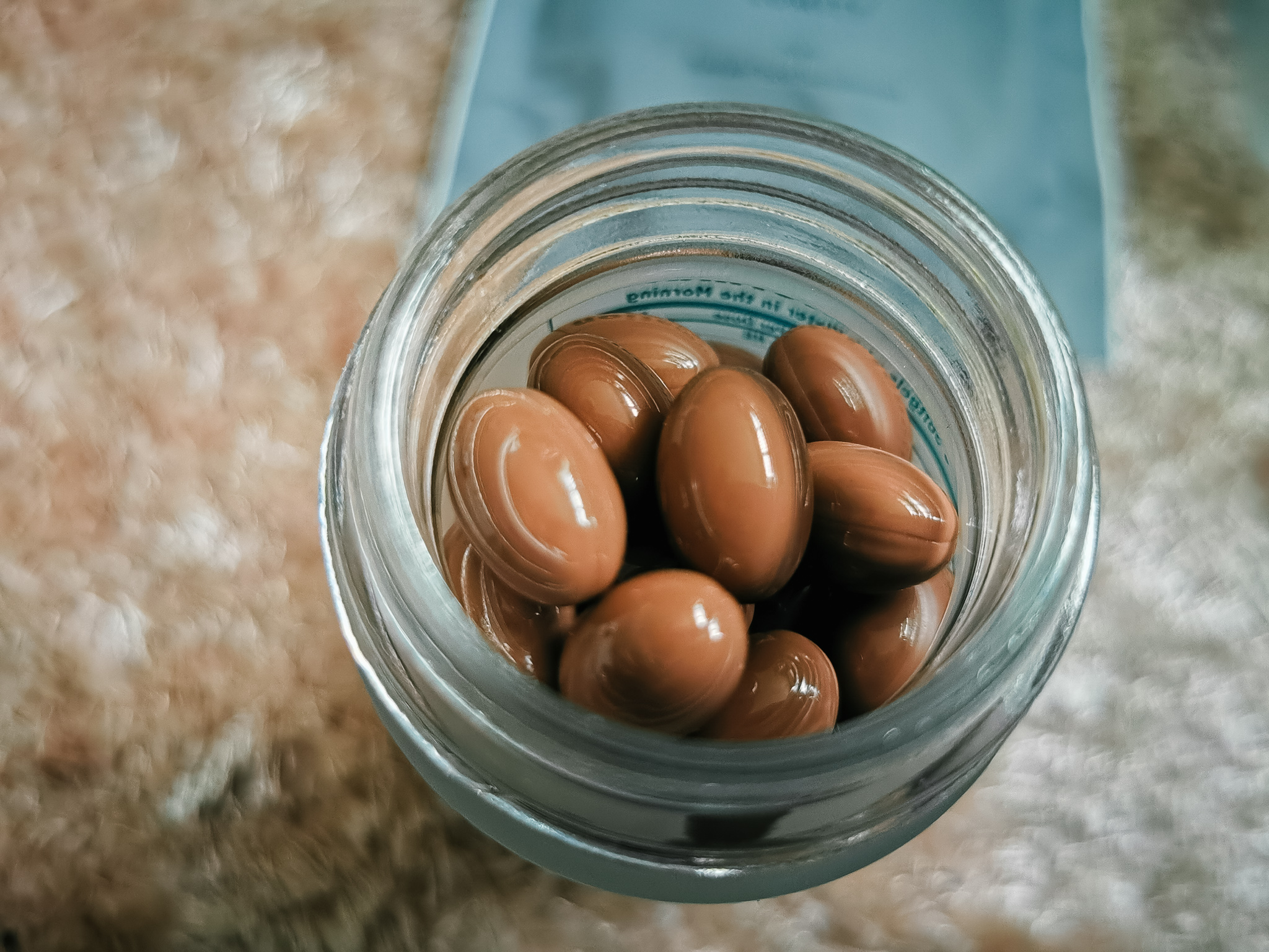morning lumity supplements in a glass jar