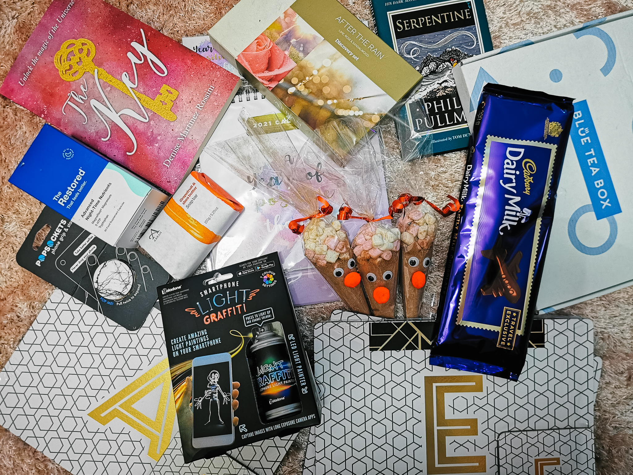 selection of gifts and chocolates