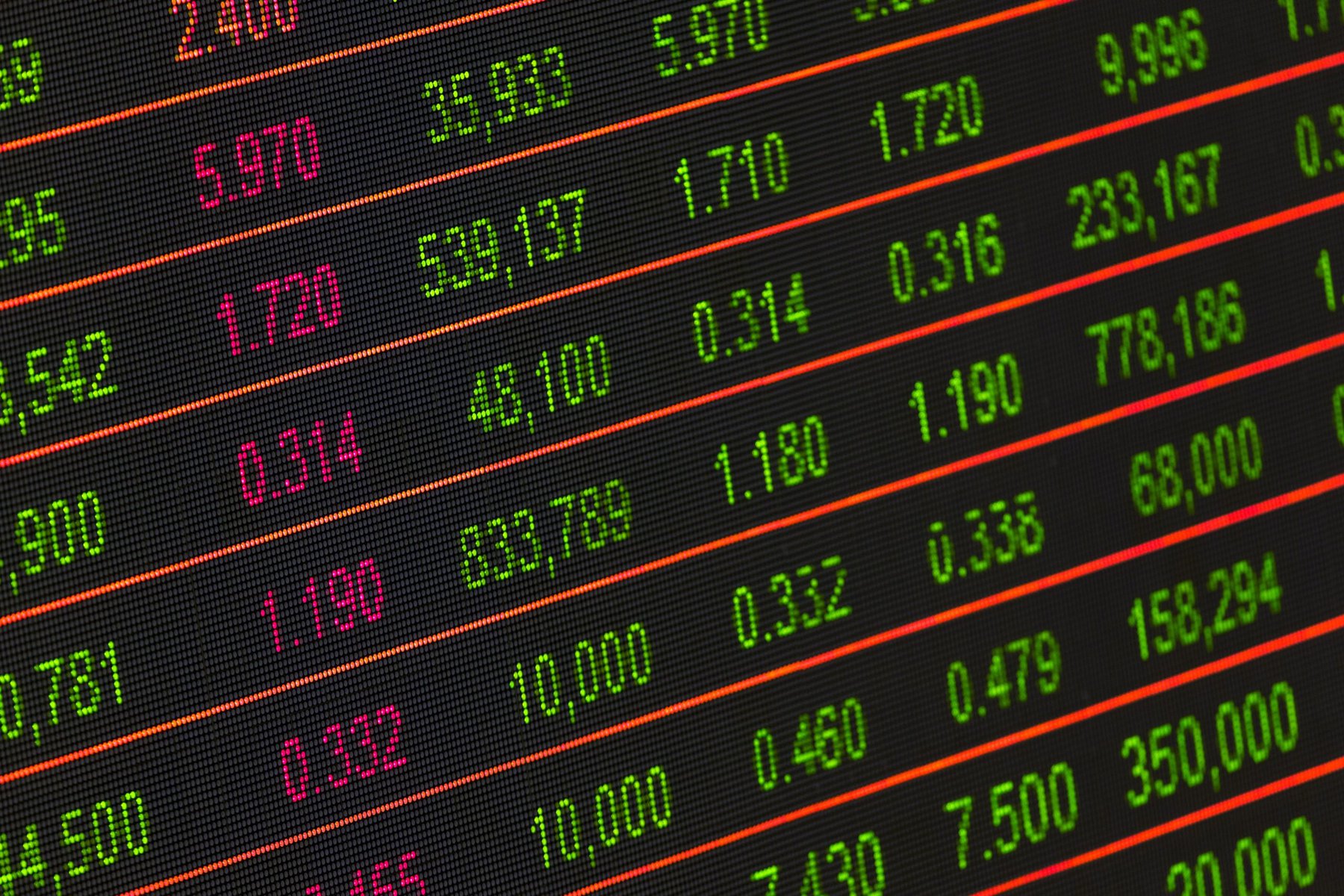 close up of a stock market board