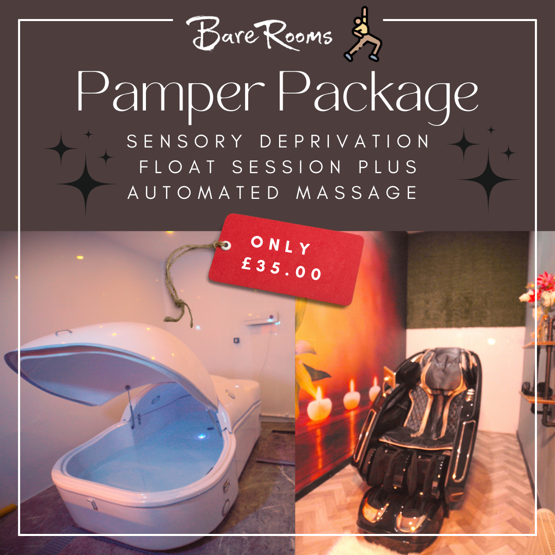 an image promoting the pamper package from Bare Rooms gym, wirral