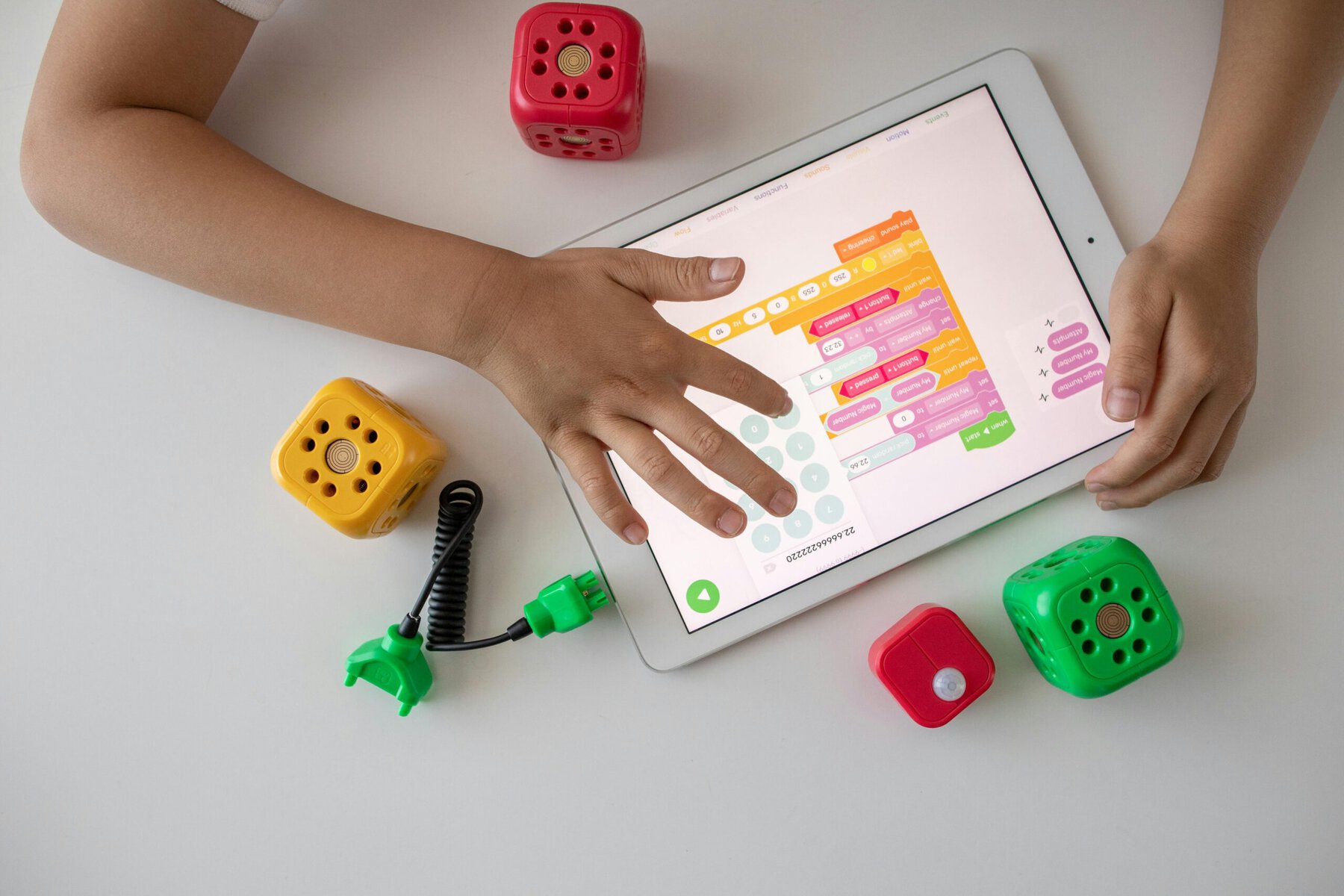 A child playing on a digital tablet